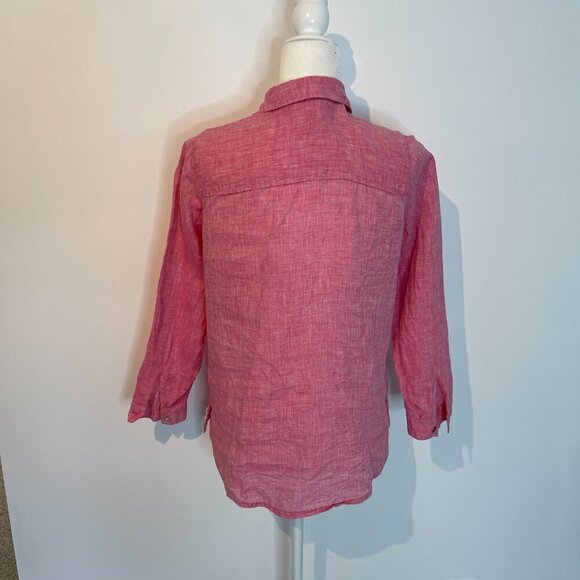J. Jill Pink Love Linen Shirt size XS Petite - Picture 4 of 4